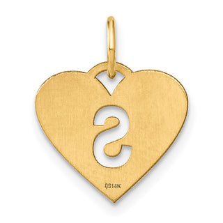 14k Yellow Gold Initial Letter S Initial Heart Charm