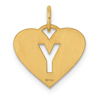 14k Yellow Gold Initial Letter Y Initial Heart Charm