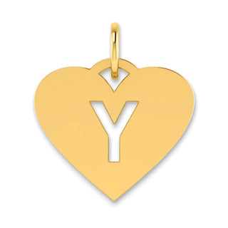 14k Yellow Gold Initial Letter Y Initial Heart Charm