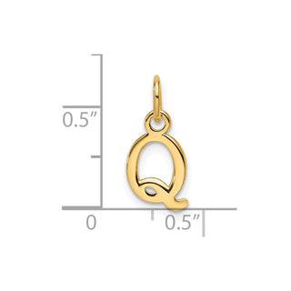 14K Yellow Gold Cutout Letter Q Initial Pendant