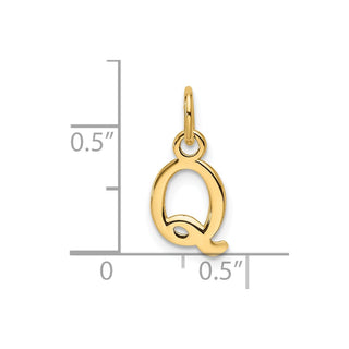 14K Yellow Gold Cutout Letter Q Initial Pendant