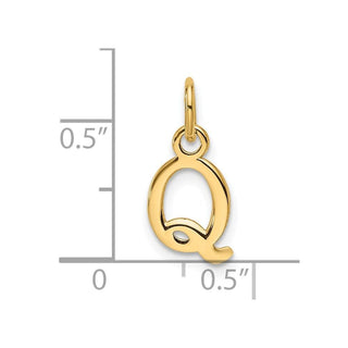 14K Yellow Gold Cutout Letter Q Initial Pendant
