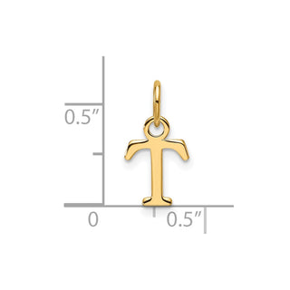 14K Yellow Gold Cutout Letter T Initial Pendant