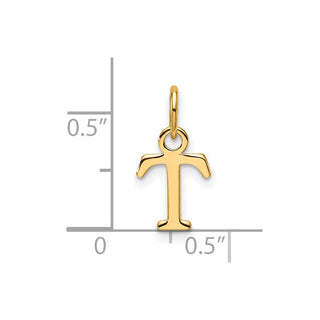 14K Yellow Gold Cutout Letter T Initial Pendant