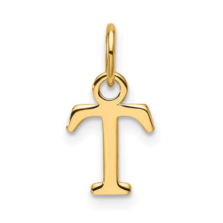 14K Yellow Gold Cutout Letter T Initial Pendant
