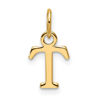 14K Yellow Gold Cutout Letter T Initial Pendant