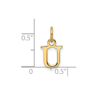 14K Yellow Gold Cutout Letter U Initial Pendant