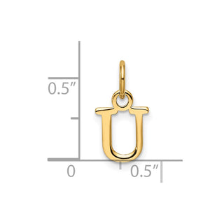 14K Yellow Gold Cutout Letter U Initial Pendant