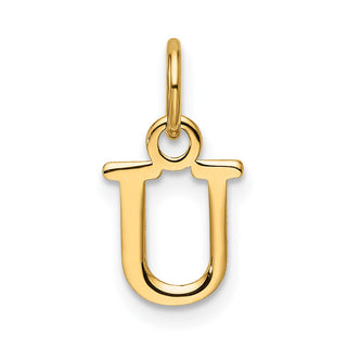 14K Yellow Gold Cutout Letter U Initial Pendant