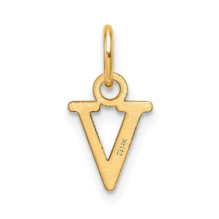 14K Yellow Gold Cutout Letter V Initial Pendant