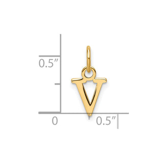 14K Yellow Gold Cutout Letter V Initial Pendant