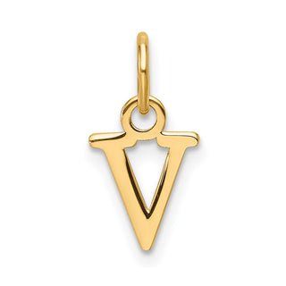 14K Yellow Gold Cutout Letter V Initial Pendant