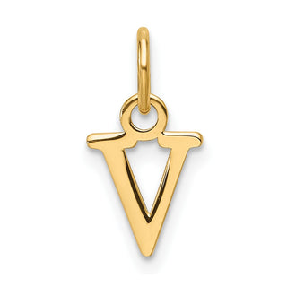 14K Yellow Gold Cutout Letter V Initial Pendant