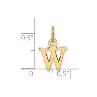 14K Yellow Gold Cutout Letter W Initial Pendant