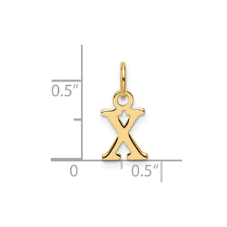 14K Yellow Gold Cutout Letter X Initial Pendant