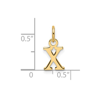 14K Yellow Gold Cutout Letter X Initial Pendant