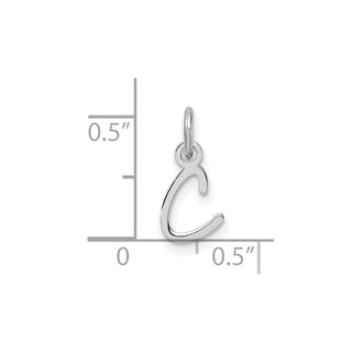 14K White Gold Uppercase Letter C Initial Charm