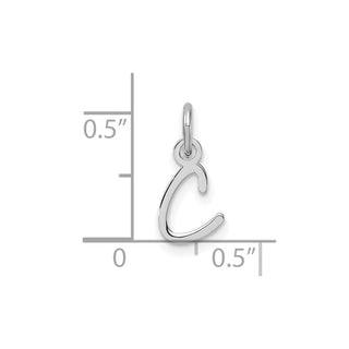 14K White Gold Uppercase Letter C Initial Charm