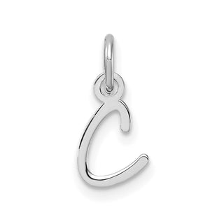 14K White Gold Uppercase Letter C Initial Charm