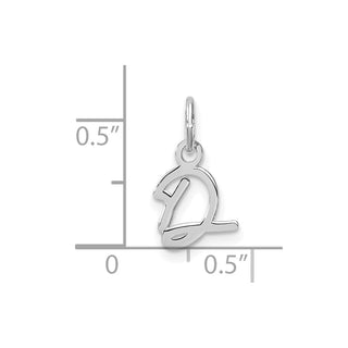 14K White Gold Uppercase Letter D Initial Charm