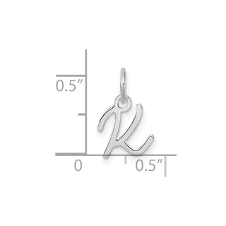 14K White Gold Uppercase Letter K Initial Charm