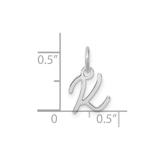 14K White Gold Uppercase Letter K Initial Charm