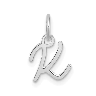 14K White Gold Uppercase Letter K Initial Charm