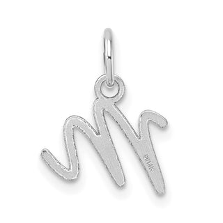 14K White Gold Uppercase Letter M Initial Charm