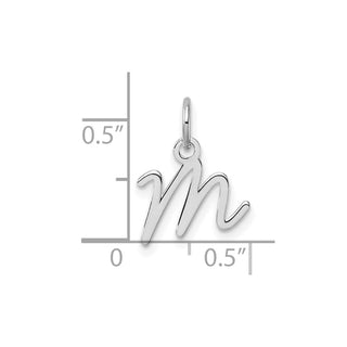 14K White Gold Uppercase Letter M Initial Charm