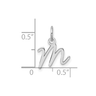 14K White Gold Uppercase Letter M Initial Charm