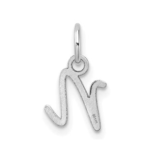 14K White Gold Uppercase Letter N Initial Charm