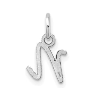14K White Gold Uppercase Letter N Initial Charm