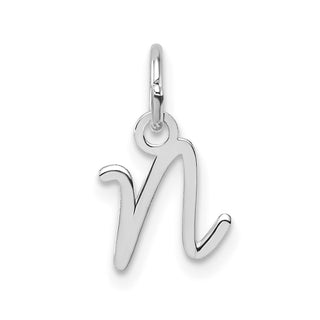 14K White Gold Uppercase Letter N Initial Charm