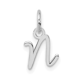 14K White Gold Uppercase Letter N Initial Charm