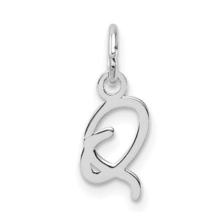 14K White Gold Uppercase Letter Q Initial Charm
