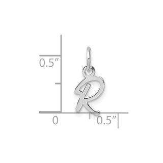 14K White Gold Uppercase Letter R Initial Charm