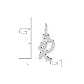 14K White Gold Uppercase Letter R Initial Charm