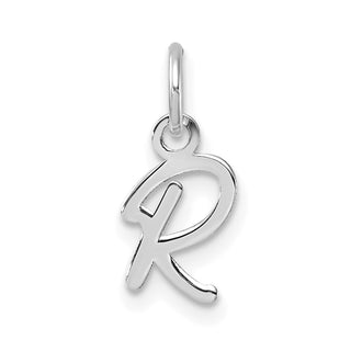 14K White Gold Uppercase Letter R Initial Charm