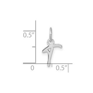 14K White Gold Uppercase Letter T Initial Charm