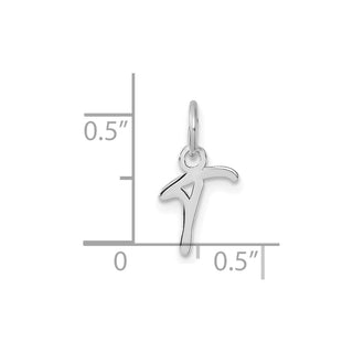14K White Gold Uppercase Letter T Initial Charm