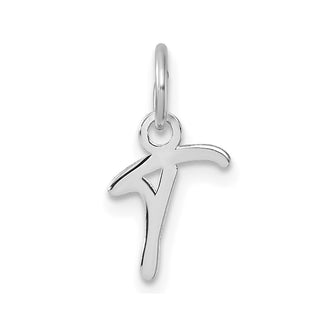 14K White Gold Uppercase Letter T Initial Charm