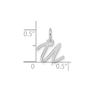 14K White Gold Uppercase Letter U Initial Charm
