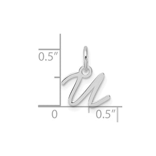 14K White Gold Uppercase Letter U Initial Charm