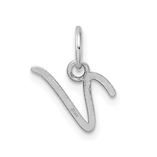 14K White Gold Uppercase Letter V Initial Charm
