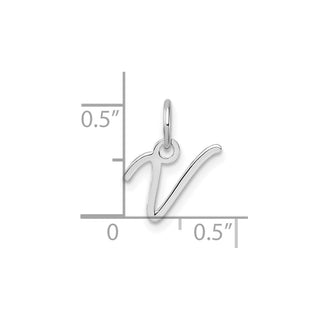 14K White Gold Uppercase Letter V Initial Charm