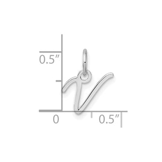 14K White Gold Uppercase Letter V Initial Charm