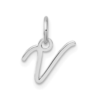 14K White Gold Uppercase Letter V Initial Charm