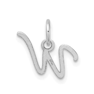 14K White Gold Uppercase Letter W Initial Charm