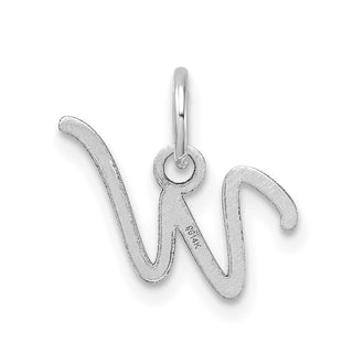 14K White Gold Uppercase Letter W Initial Charm