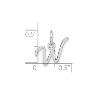 14K White Gold Uppercase Letter W Initial Charm